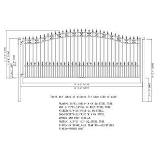 ALEKO St. Louis 16 ft. x 6 ft. Black Steel Single Swing Driveway Fence Gate DG16STPSSW-HD