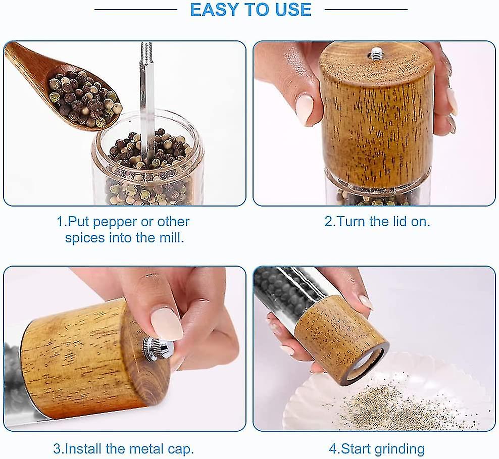 Pepper Mill And Salt Mill Set， 8 Inch Manual Salt Pepper Mill Pepper Shaker Set