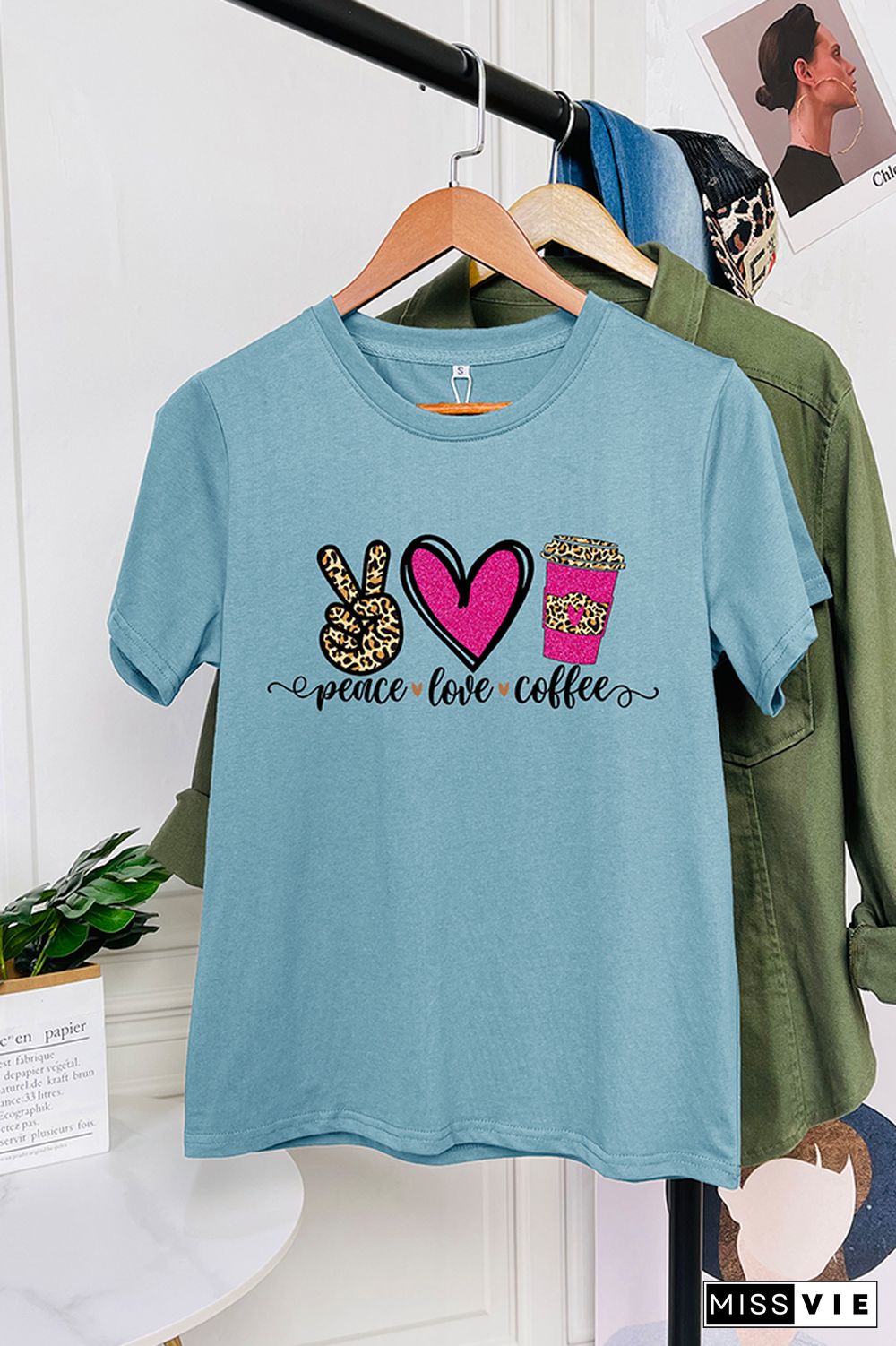 Peace Love Coffee Short Sleeve Graphic Tee Wholesale