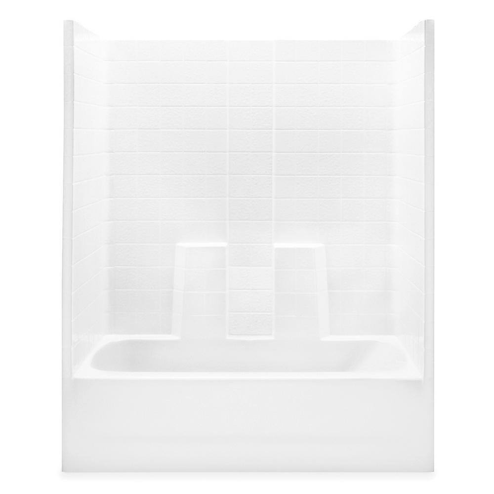 Aquatic Everyday 60 in. x 30 in. x 72 in. 1-Piece Bath and Shower Kit with Left Drain in White 26033CTL-WHHD