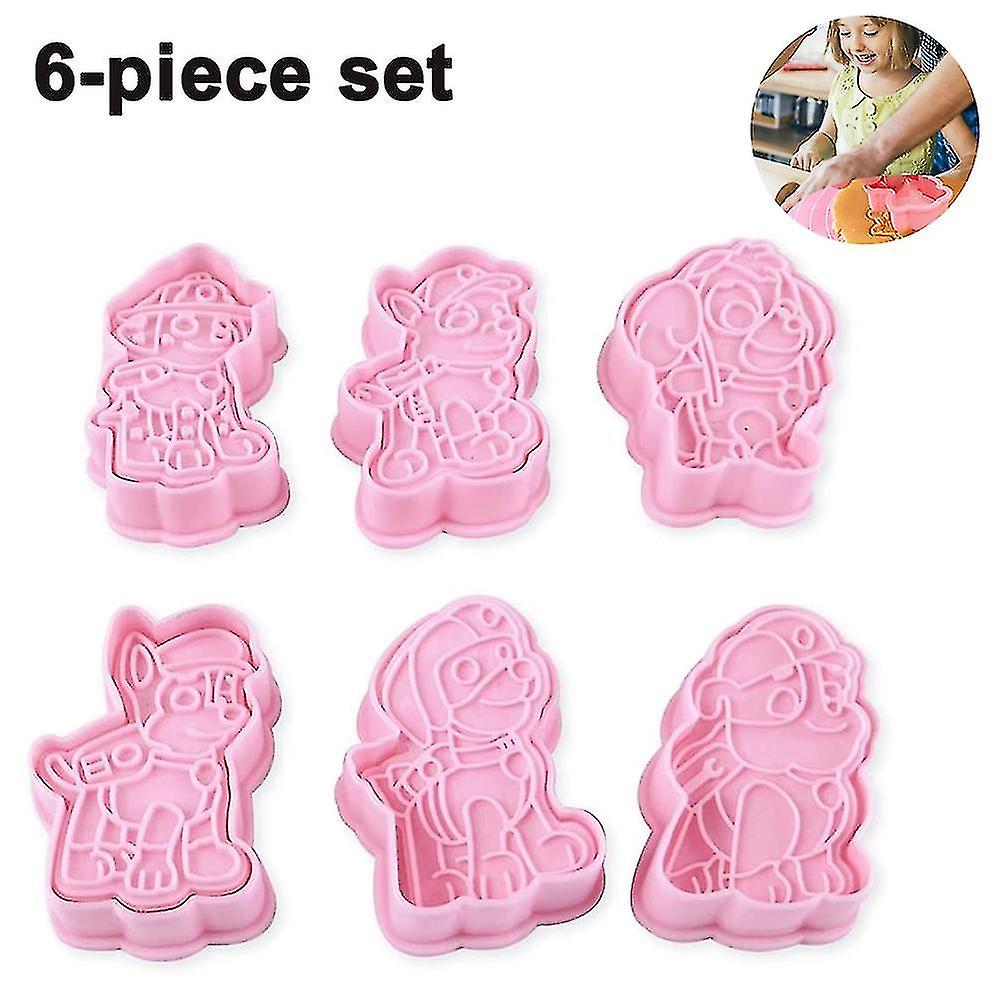 1 Set/6 Pcs Plastic Cookie Stamps-cartoon Fun Cookie Mold，children Baking Set Biscuit Embossing Mold Cartoon Shape