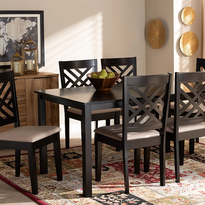 Baxton Studio Caron Dining Table and Chair 7-piece Set