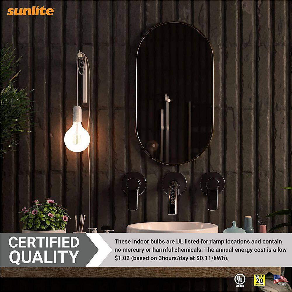 Sunlite 100-Watt Equivalent E26 Dimmable Edison Filament Decorative Clear G25 Globe LED Light Bulb 2700K in Warm White (4-Pack) HD03718-4