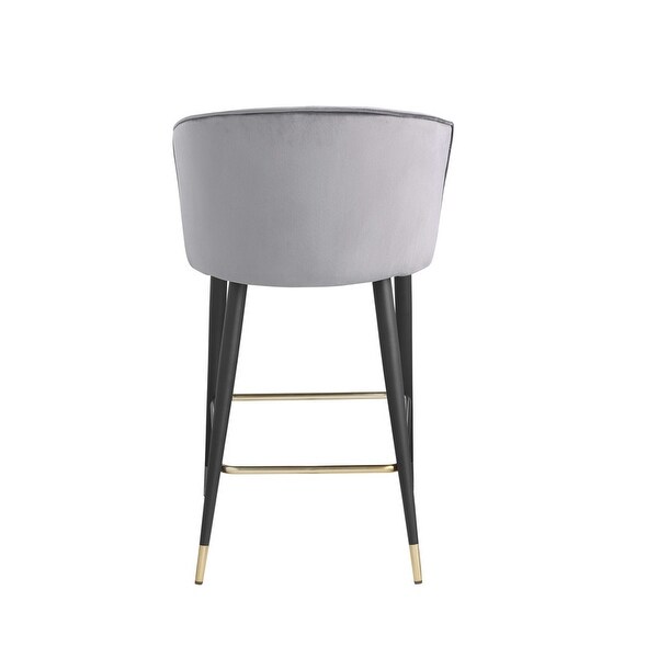 Woker Furniture Contemporary Velvet Upholstered Counter Height Stool with Gold Tipped， Black Metal Legs