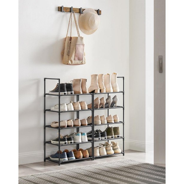 Songmics Shoe Rack 10 tier Metal Shoe Storage Shelf For 50 Pairs Shoes Black