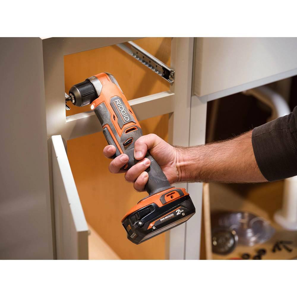 RIDGID 18V SubCompact Brushless Cordless 38 in. Right Angle Drill Kit with 2.0 Ah MAX Output Battery and Charger R87701K