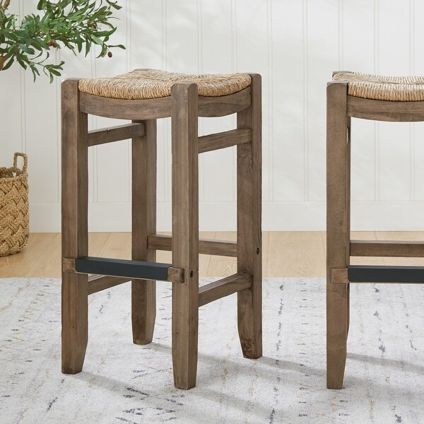 The Gray Barn Enchanted Acre 30-inch Wood Bar Stool with Rush Seat