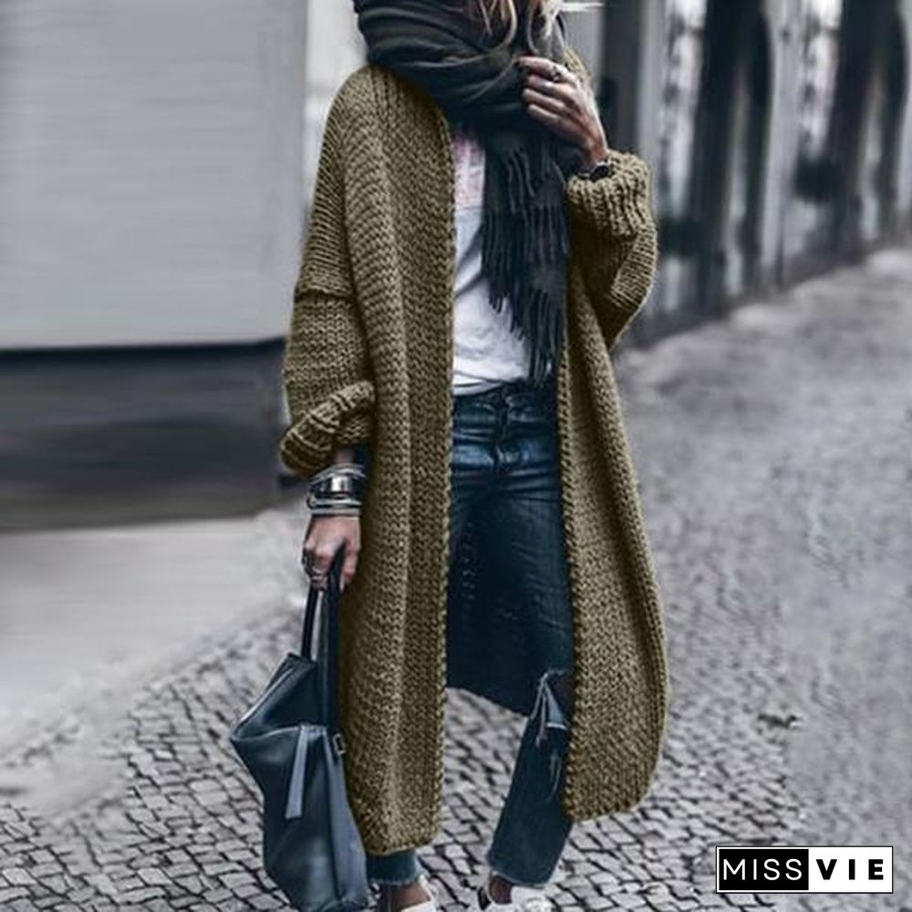 Casual Loose Long-Sleeved Knitted Cardigan