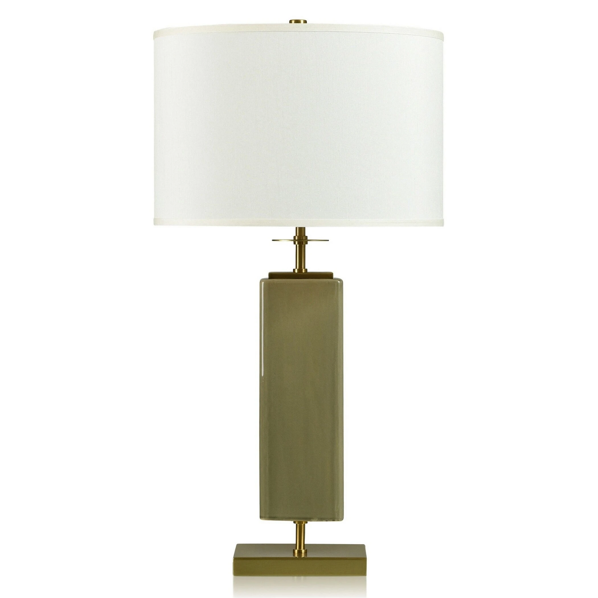 Dann Foley Lifestyle - Table Lamp - Olive Green Crackled And Glazed Finish - White Shade