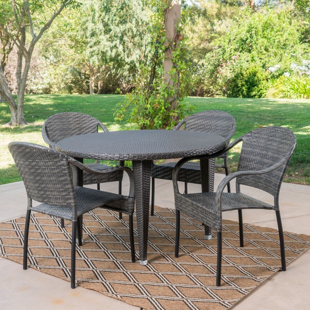 Belvedere Outdoor 5 piece Round Dining Set by Christopher Knight Home