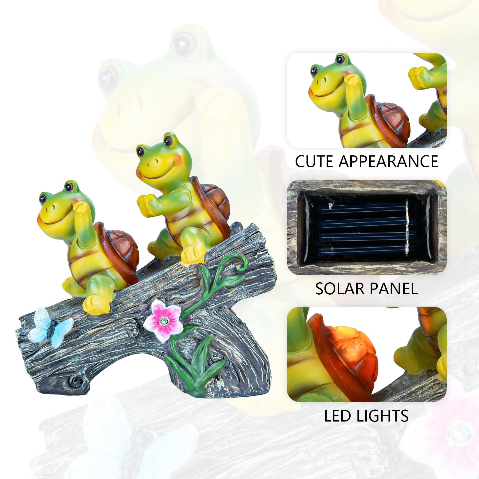 MUMTOP Funny Turtles Resin Solar Light Garden Decoration LED Statue Figurine Outdoor Ornaments