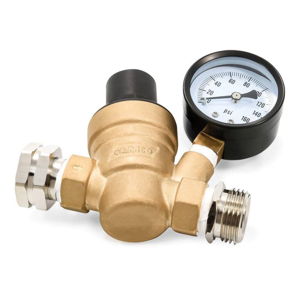 Camco Adjustable Water Pressure Regulator - Lead-Free Bilingual Brass 40058