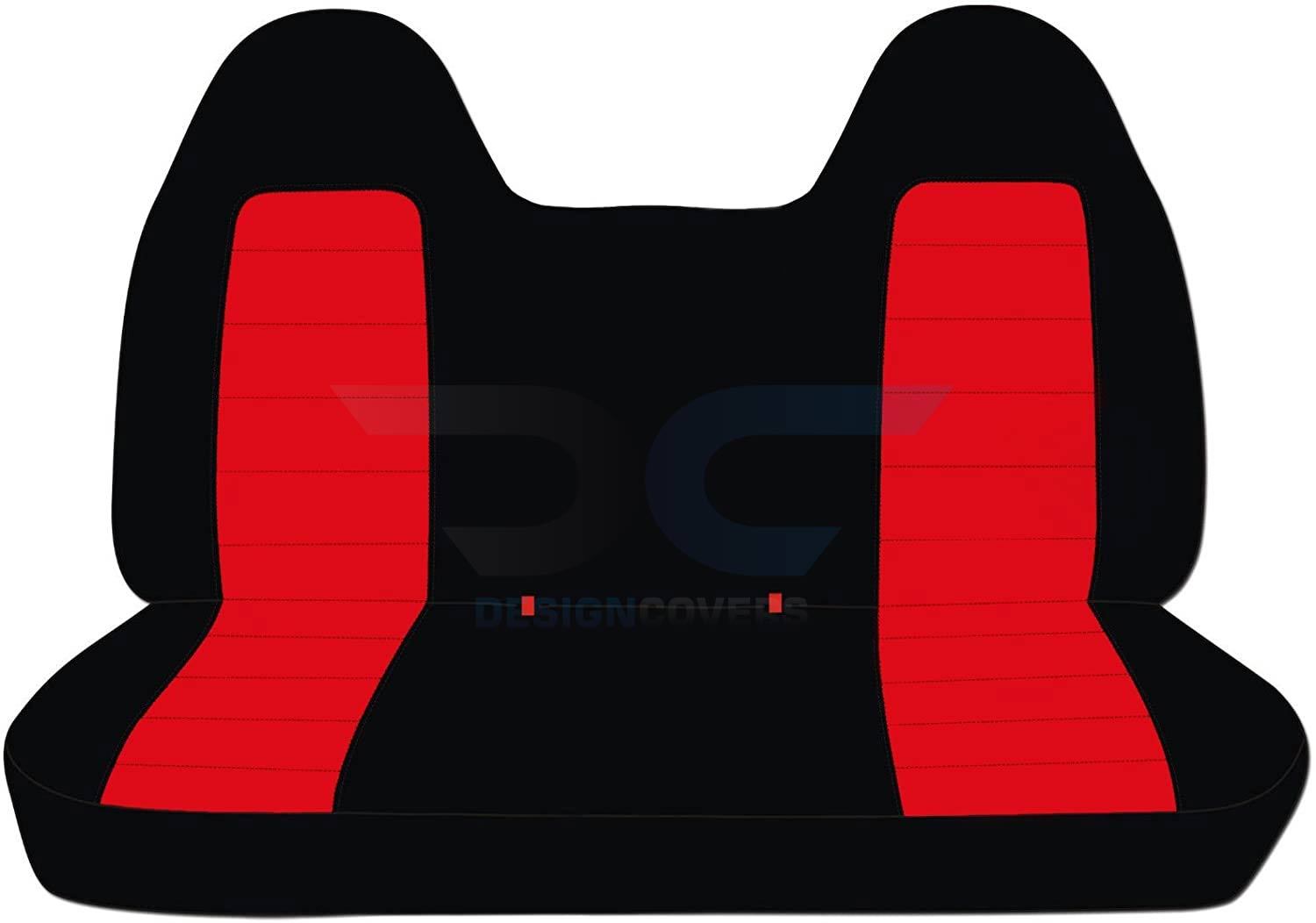 T68-Designcovers Compatible with 1999-2004 Ford F-150 Two-Tone Truck Seat Covers (Front Solid Bench) with Molded Headrests: Black and Red Velour