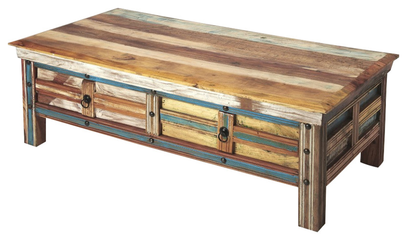 Rustic Painted Coffee Table   Farmhouse   Coffee Tables   by HomeRoots  Houzz