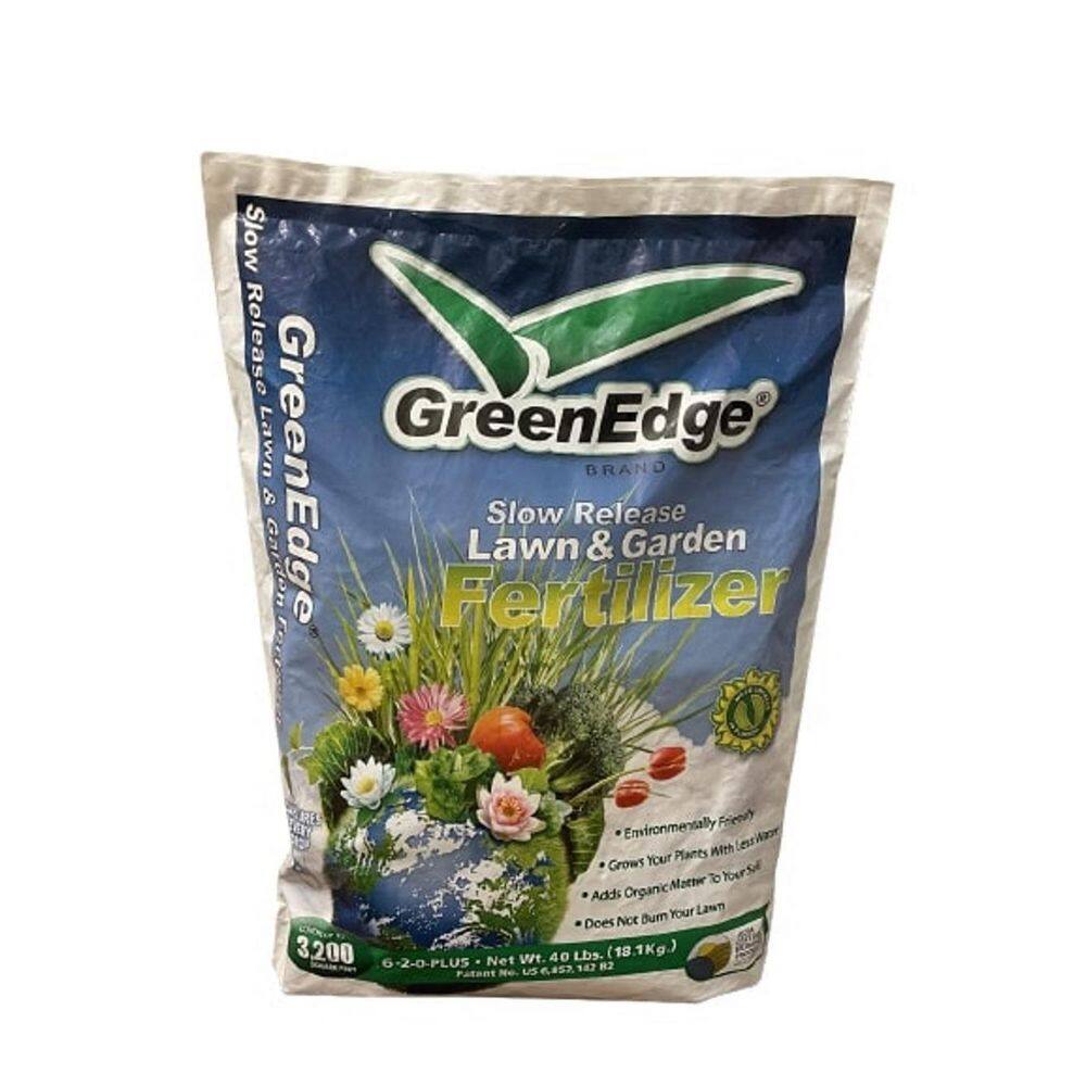 GreenEdge 40 lb. 6-2-0 Slow Release Fertilizer with Organic Nitrogen - Lawn and Garden Fertilizer Covers 3000 sq. ft. GE620