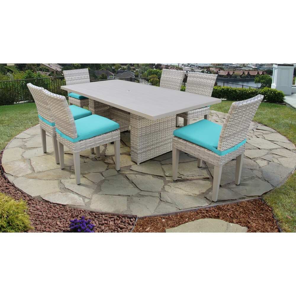 Fairmont Rectangular Outdoor Patio Dining Table with 6 Armless Chairs