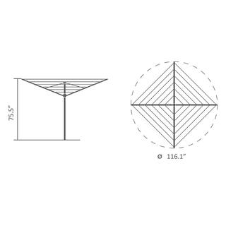 Brabantia 116.1 x 116.1 in. Topspinner Outdoor Rotary Clothesline with Ground Spike and Protective Cover 310829