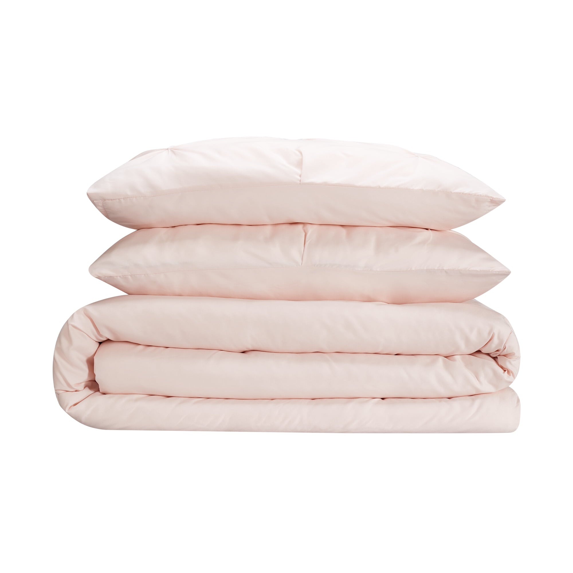 Serta Simply Clean Antimicrobial 2-Piece Blush Pink Solid Pleated Comforter Set， Twin XL