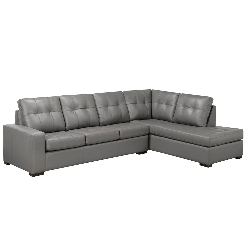 Liam Top Grain Leather Tufted Sectional Chaise Sofa