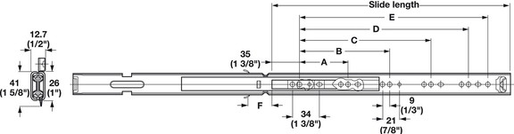 Hafele Accuride 2632 Side Mounted Slide Full Exten...