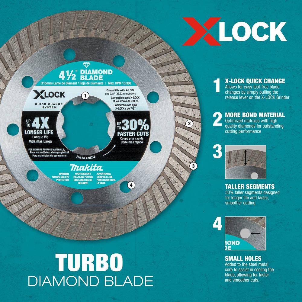 Makita X-LOCK 4-12 in. Diamond Blade Variety Pack for Masonry Cutting (3-Pieces) E-12647