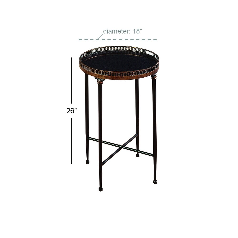 Black Metal Accent Table with Tray Top