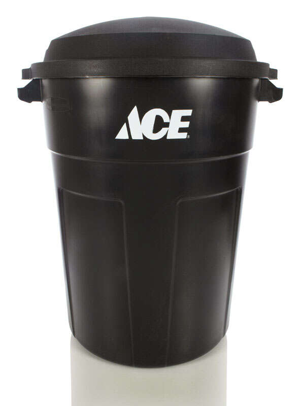 Ace Black 32 Gallon Plastic Outdoor Garbage Can with Lid