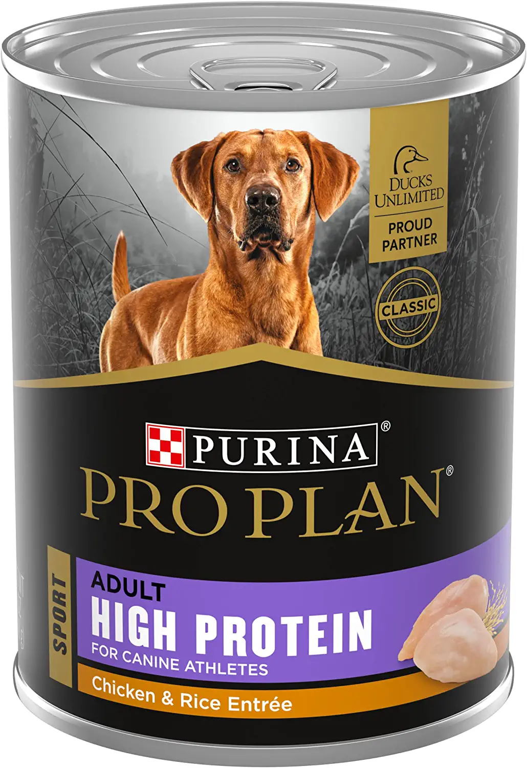 Purina Pro Plan Sport High Protein Chicken and Rice Entrée Wet Dog Food， 13-oz can， case of 12