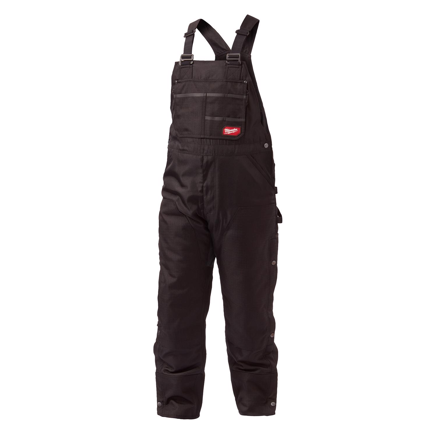 MW Gridiron Men\u0027s Cotton/Polyester Zip-to-Thigh Bib Overalls Black M 1 pk