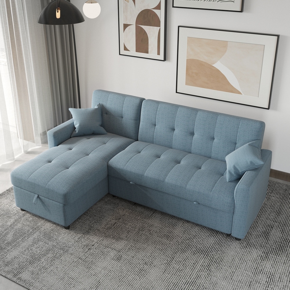 Reversible Sleeper Sectional Sofa L Shape 3 Seat Sectional Couch with Storage