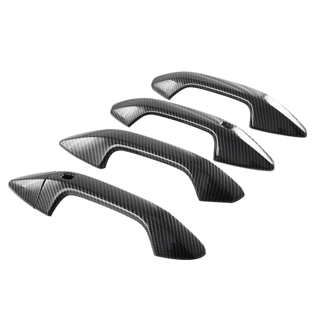 Abs Carbon Fiber Outside Door Handle Puller Cover Trim Sticker For Nq5 2021-2023 With Smart Key Hole Lhd