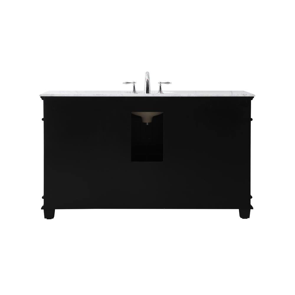 Timeless Home 60 in. W x 21.5 in. D x 35 in. H Single Bathroom Vanity in Black with White Marble TH100060BK