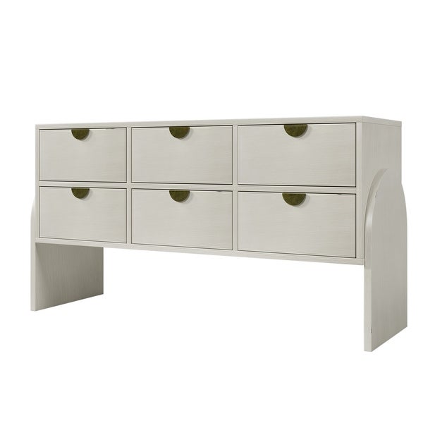 Retro Style 3-Drawer Dresser Ample Storage Spaces， Half-Round Table Leg Design， for Living Room， Children's Room， Adult Room - - 37828136