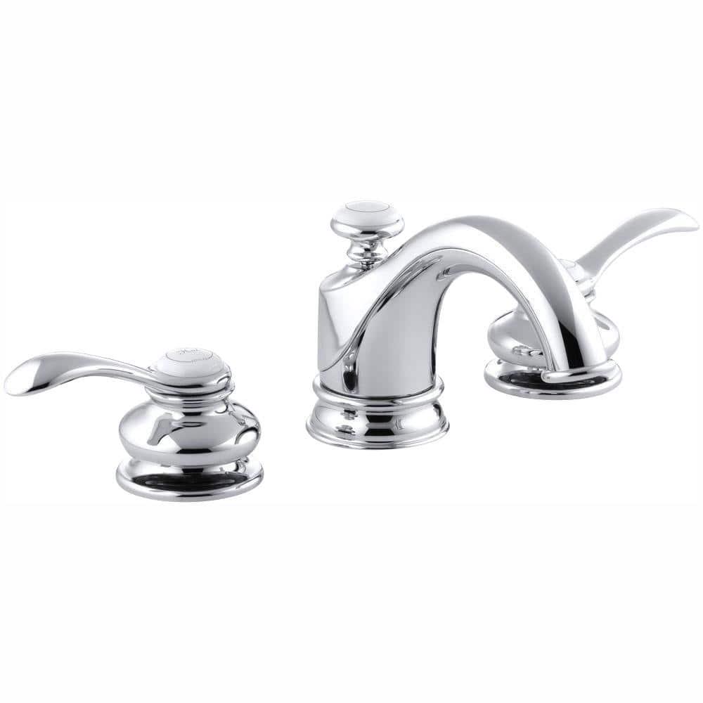 KOHLER Fairfax 8 in Widespread 2Handle LowArc WaterSaving Bathroom Faucet in Polished Chrome with Lever Handles