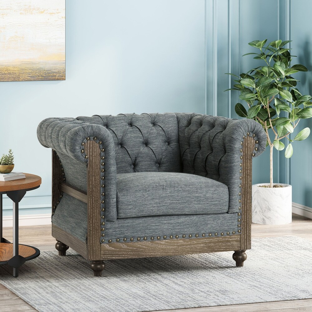 Voll Tufted Club Chair with Nailhead Trim by Christopher Knight Home