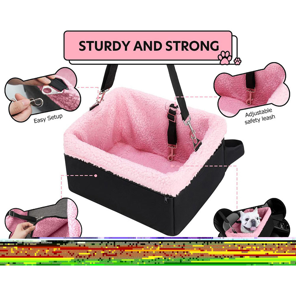 Puppy car seat upgrade luxury portable pet dog booster car seat with clip on safety harness for small pets under 26 lbs.