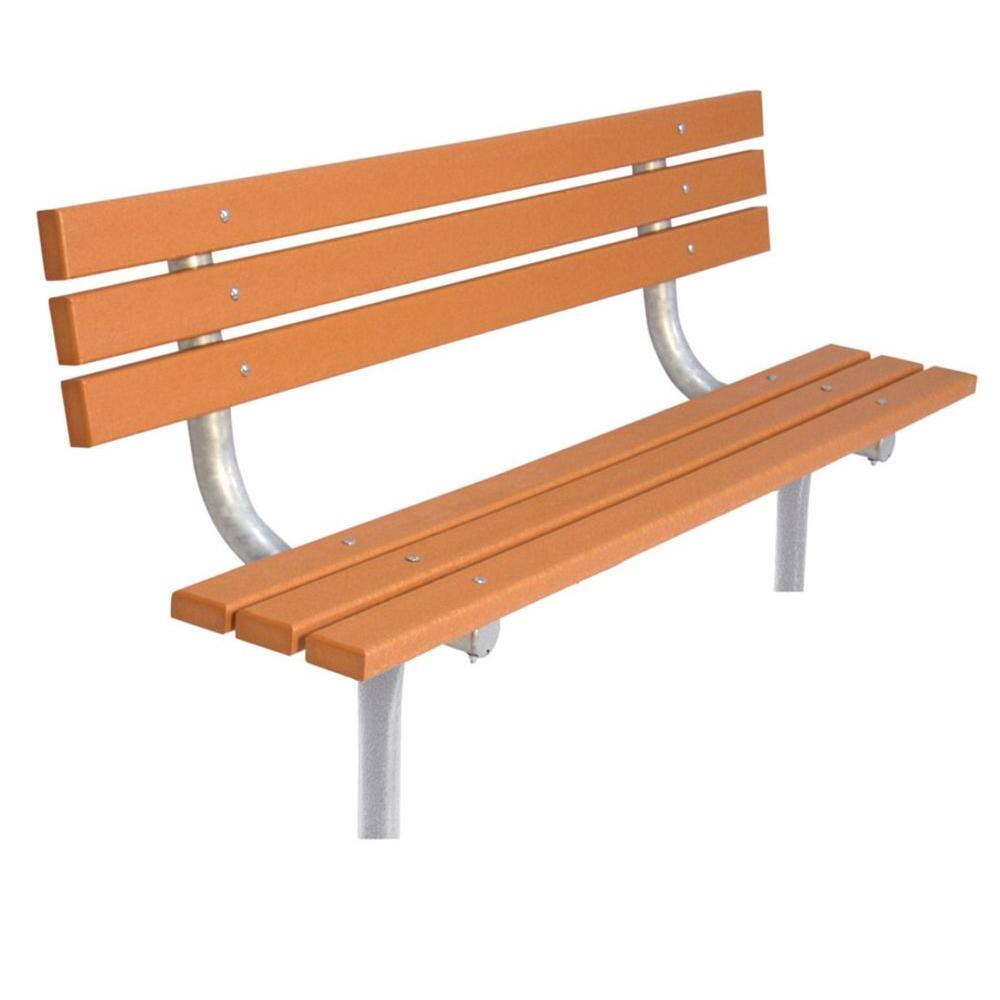 Ultra Play 6 ft. Cedar Commercial Park In-Ground Recycled Plastic Bench with Back G940S-CDR6