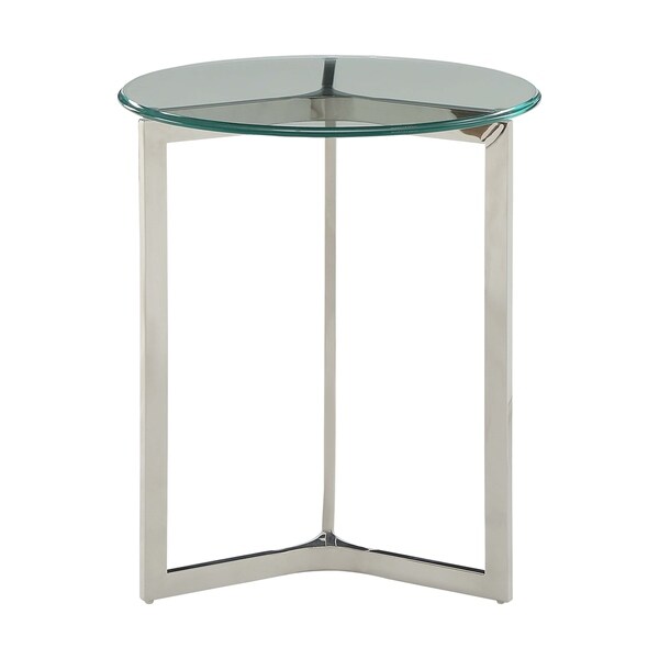 Acme Volusius Glass End Table in Stainless Steel