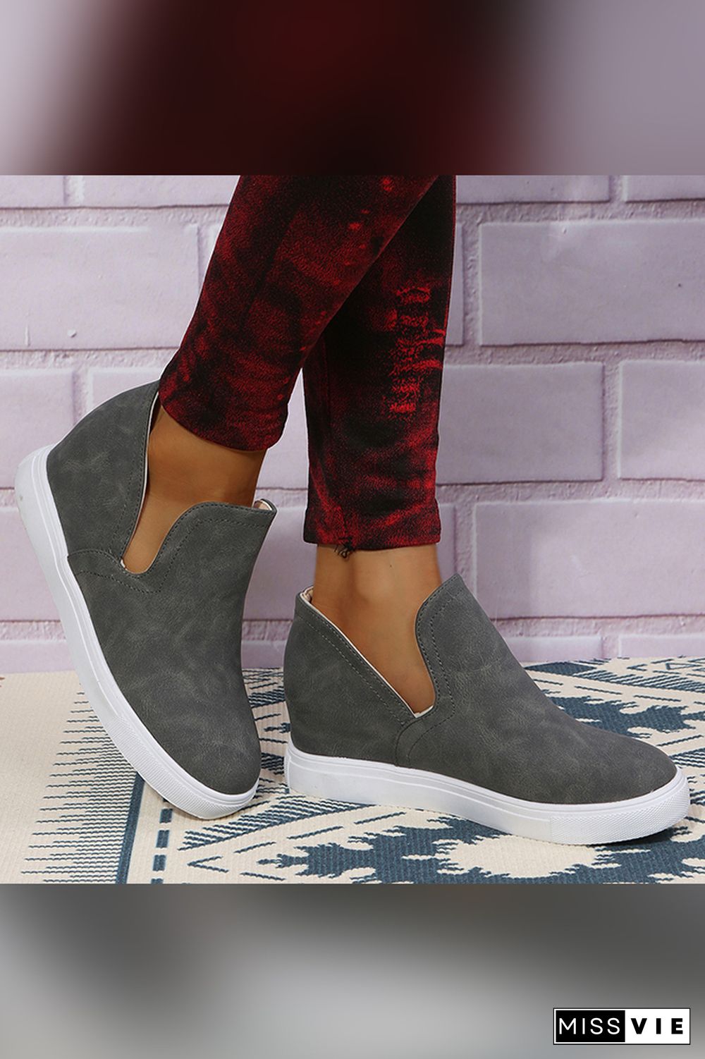 Plain PU Side Cut Ankle Boots