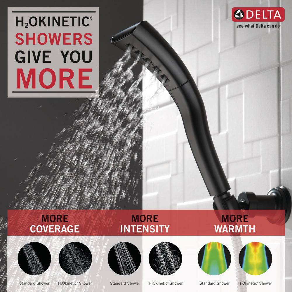 Delta 1-Spray Patterns 1.75 GPM 2.34 in. Wall Mount Handheld Shower Head with H2Okinetic in Matte Black 55421-BL