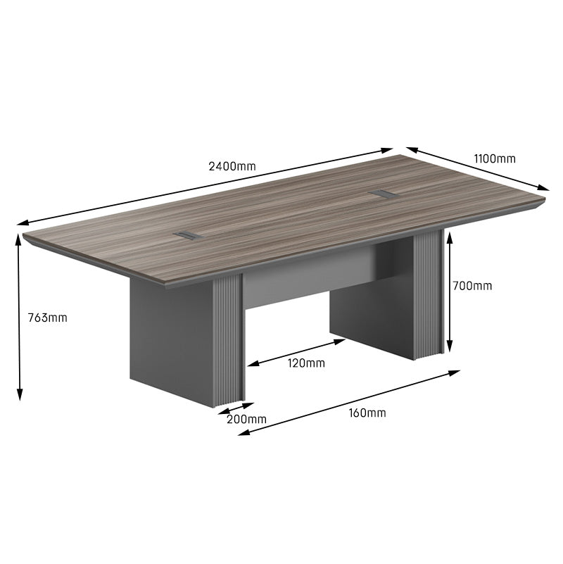 MADDOK Boardroom Table 2.4M - Chocolate & Charcoal Grey