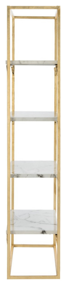 Leone 4 Tier Etagere/Boookcase Gold/White   Contemporary   Bookcases   by Rustic Home Furniture Deco  Houzz