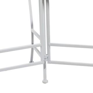 Litton Lane 24 in. White Metal Floral Indoor Outdoor 3-Tier Plantstand 45081