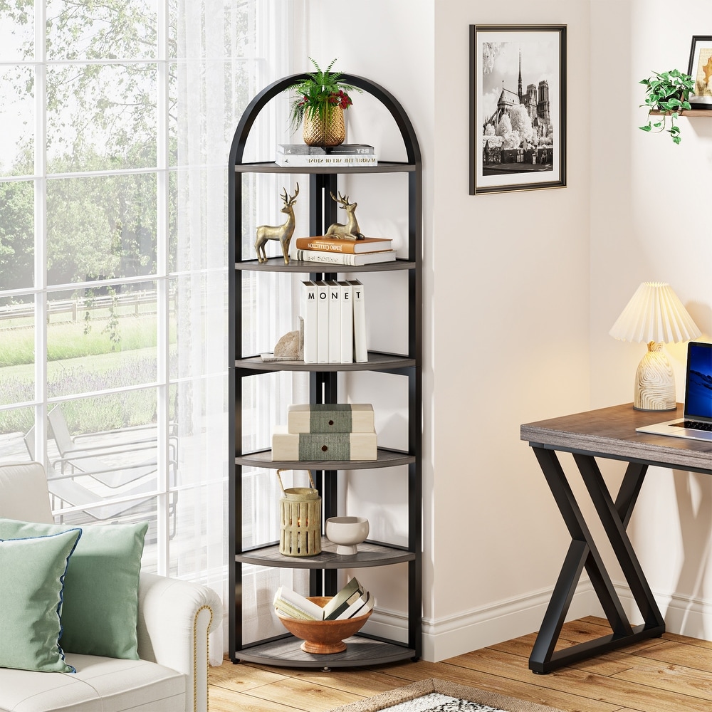 6 Tier/7 Tier Corner Shelf  Tall Corner Bookshelf  Freestanding Display Book Shelf