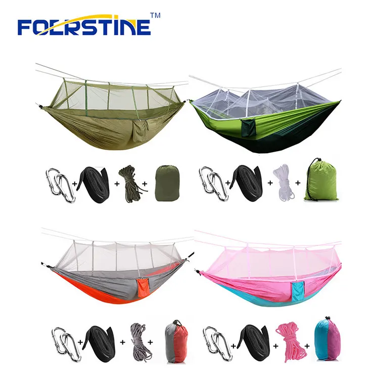 Portable folding parachute camping double hammock With Mosquito Net