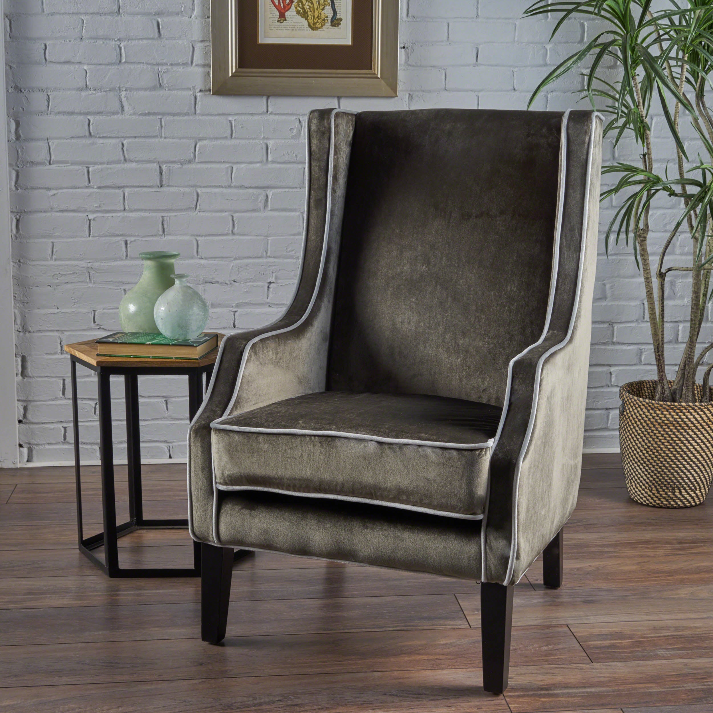 Edell Velvet Wingback Accent Chair