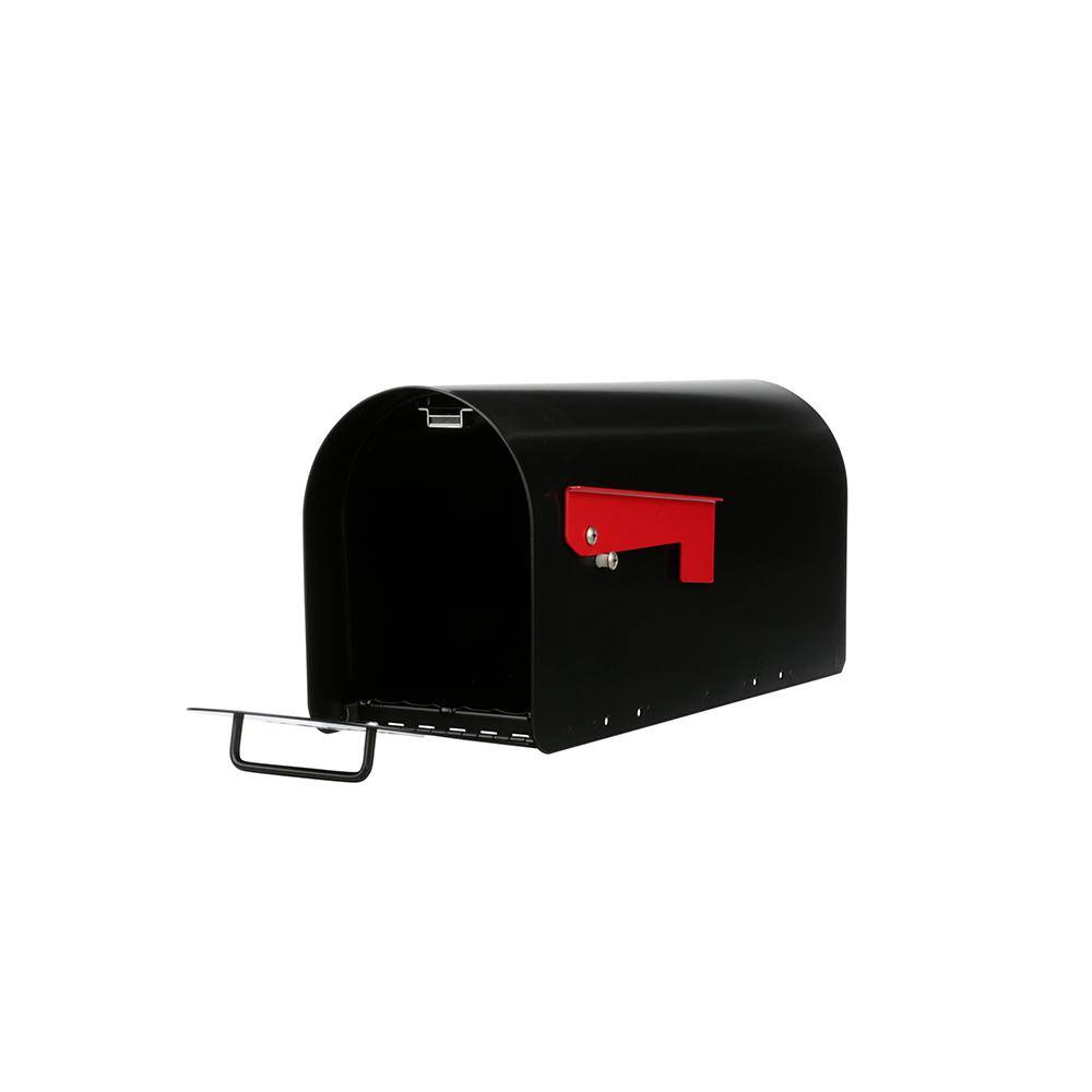 Architectural Mailboxes Ironside Black Large Steel Post Mount Mailbox MB801BAM