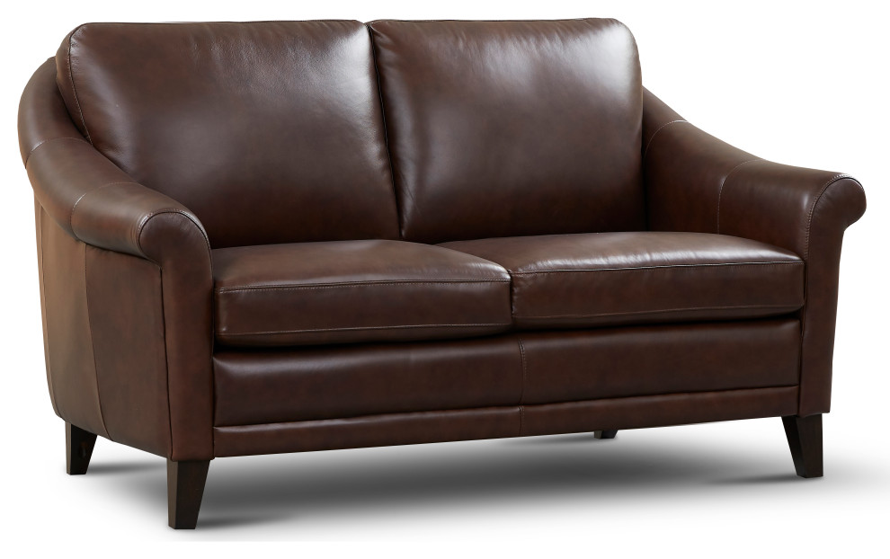 Sienna Genuine Leather Midcentury Modern Loveseat   Transitional   Loveseats   by Hello Sofa Home  Houzz