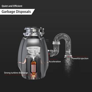 Trifecte Blender 34 HP Continuous Feed Gray Garbage Disposal with Sound Reduction and Power Cord Kit TRI-CGMD-65