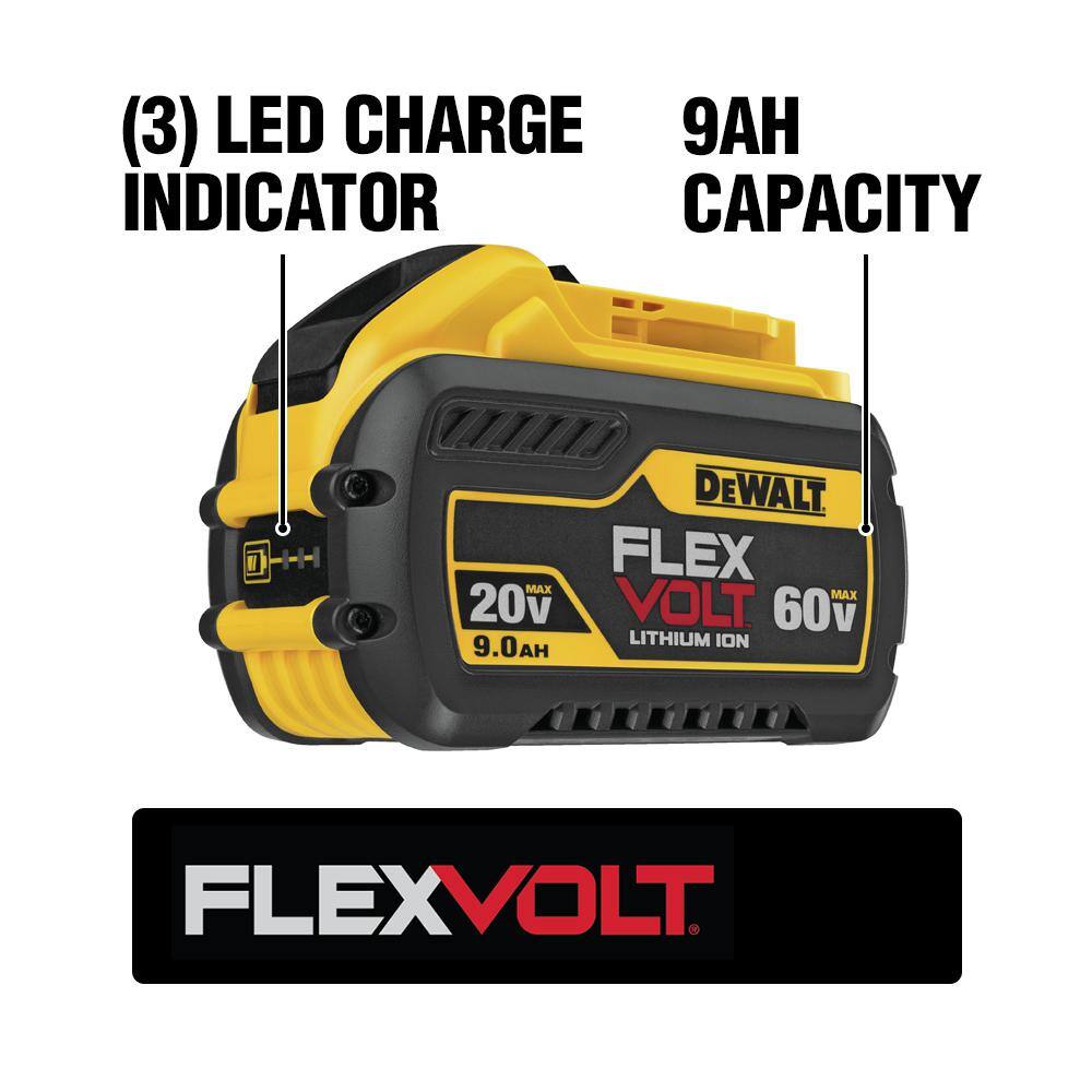 DW FLEXVOLT 60V MAX Cordless Brushless Reciprocating Saw and 20V 6-12 in. Circular Saw with (2) FLEXVOLT 9.0Ah Batteries DCS389X2WDCS391